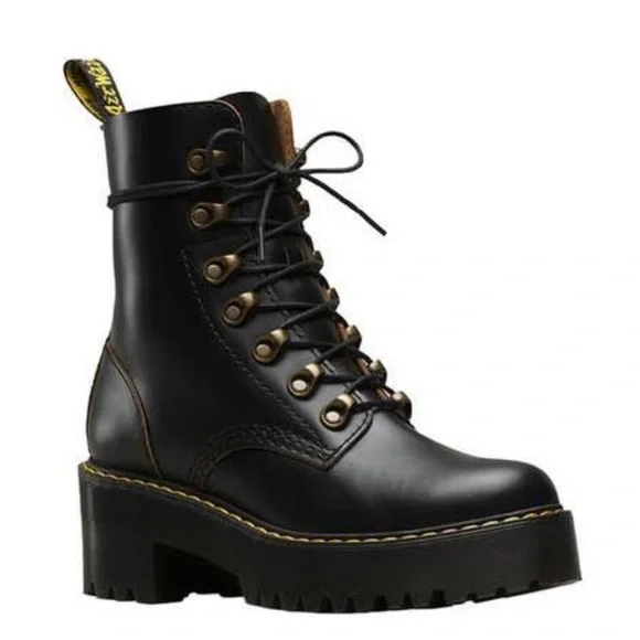Dr MARTENS LEONA BLACK Vintage Smooth Size:8